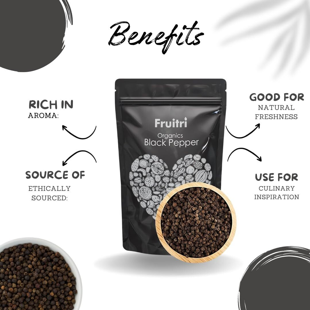 Fruitri Whole Black Pepper (Kali Mirch) 1kg