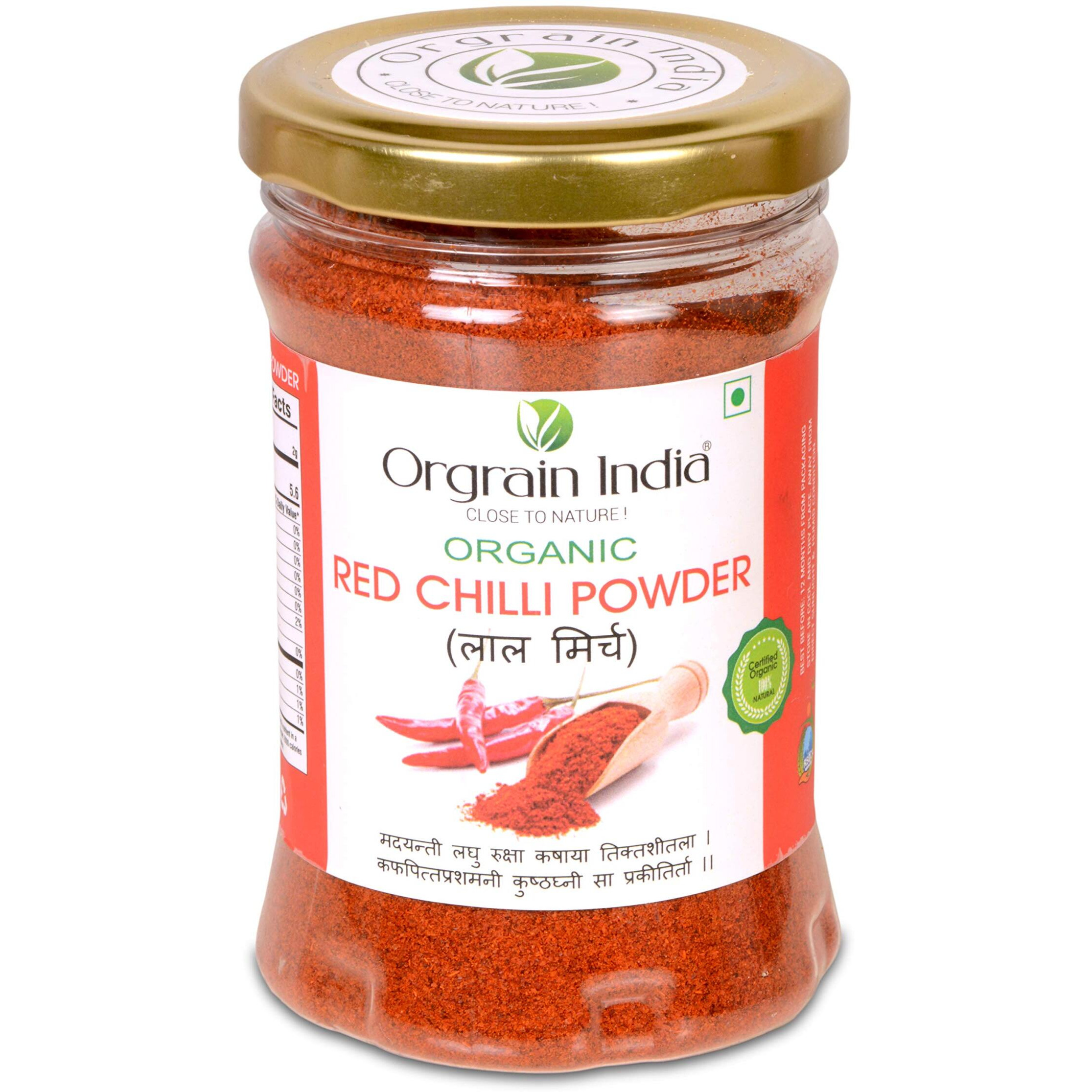 Orgrain India Certified Organic Red Chilli Powder, 125g