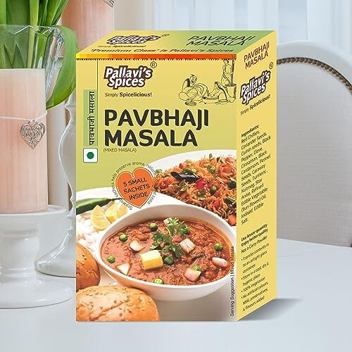 Pallavis Spices Pavbhaji Masala | Delicious Pavbhaji Masala | 5x10g separate sachets | 50g (Pack of 4)