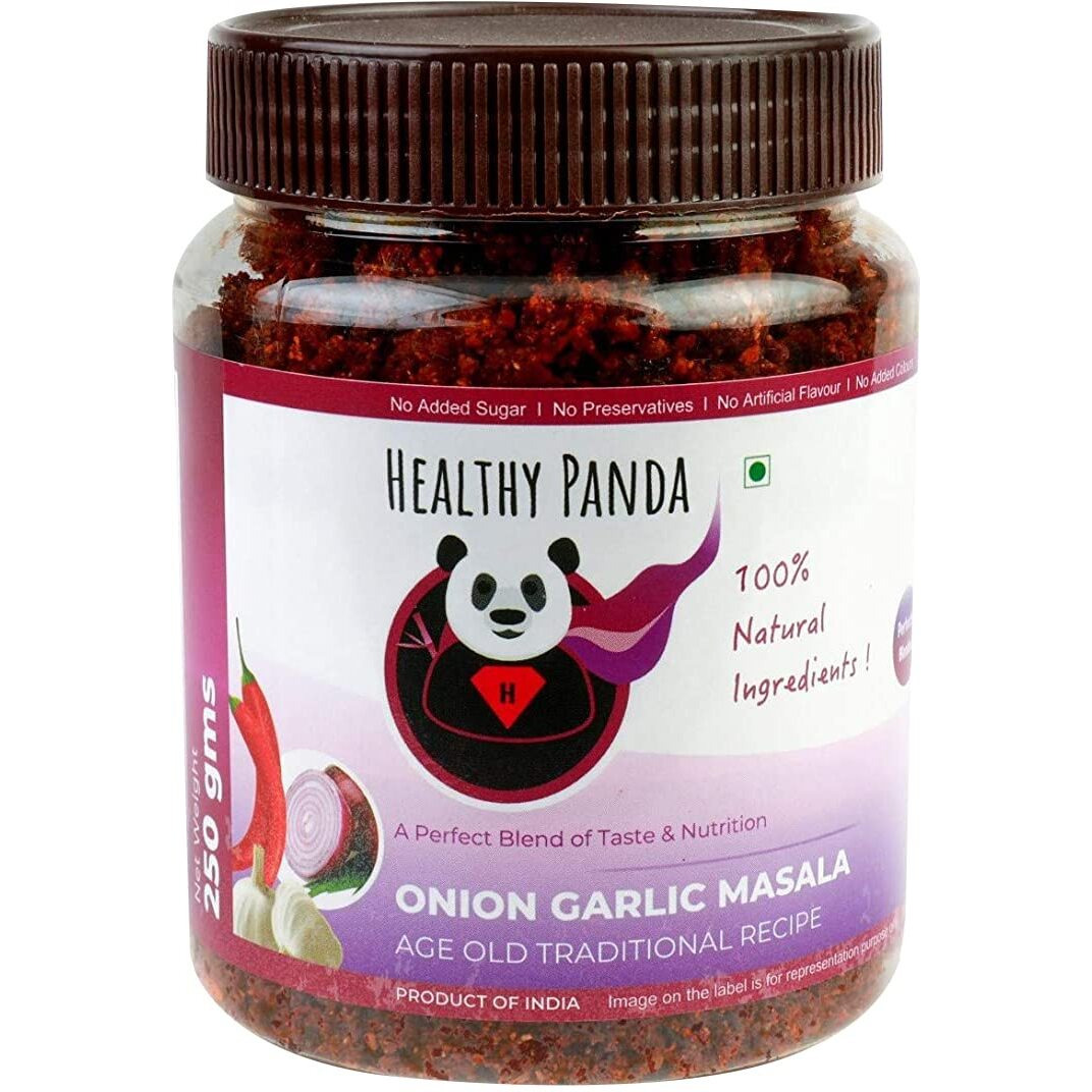 HEALTHY PANDA Onion Garlic Masala Kanda Lasun Masala, Masala Khara, Kanda Lasoon Masala, Desi Ghati - 250 Grams, Pack of 2 (500 Grams)