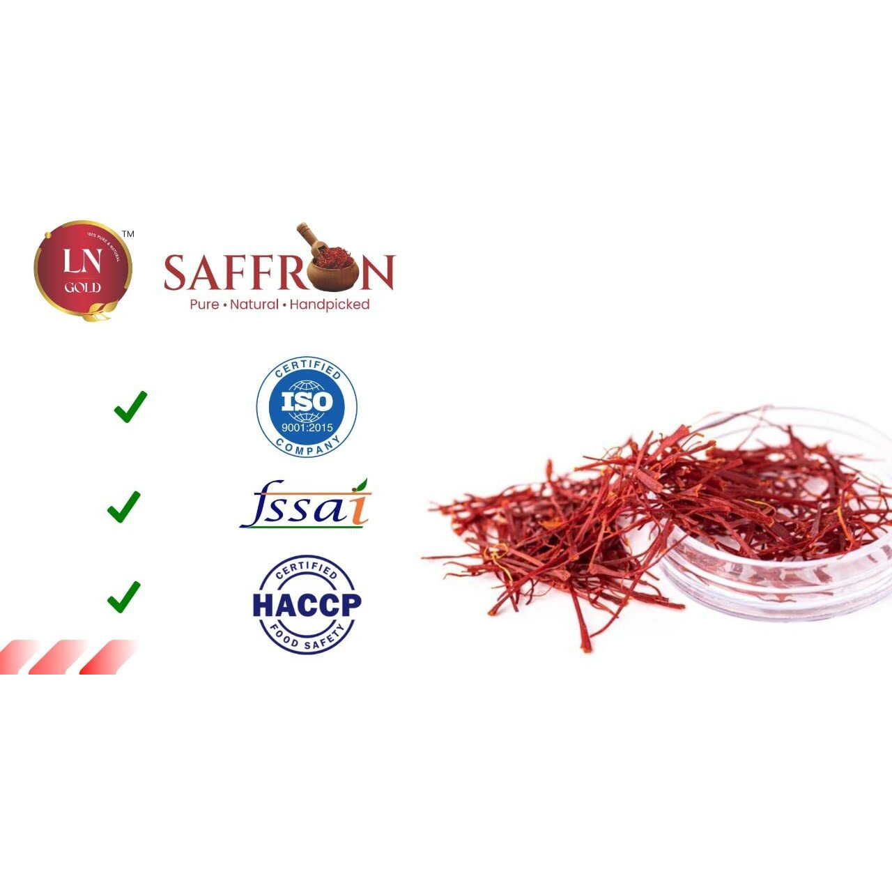 LN Gold Saffron 45 Gram Pure and Original Kashmiri/Mongra/Pompore Kesar for Pooja, Gift, beautiful Skin, cure Acne, Antiflammatory, skin treament, glow, illuminating skin, Cosmetic, hair treament (Pack of 9 boxes (9box x 5gm  45 grams))