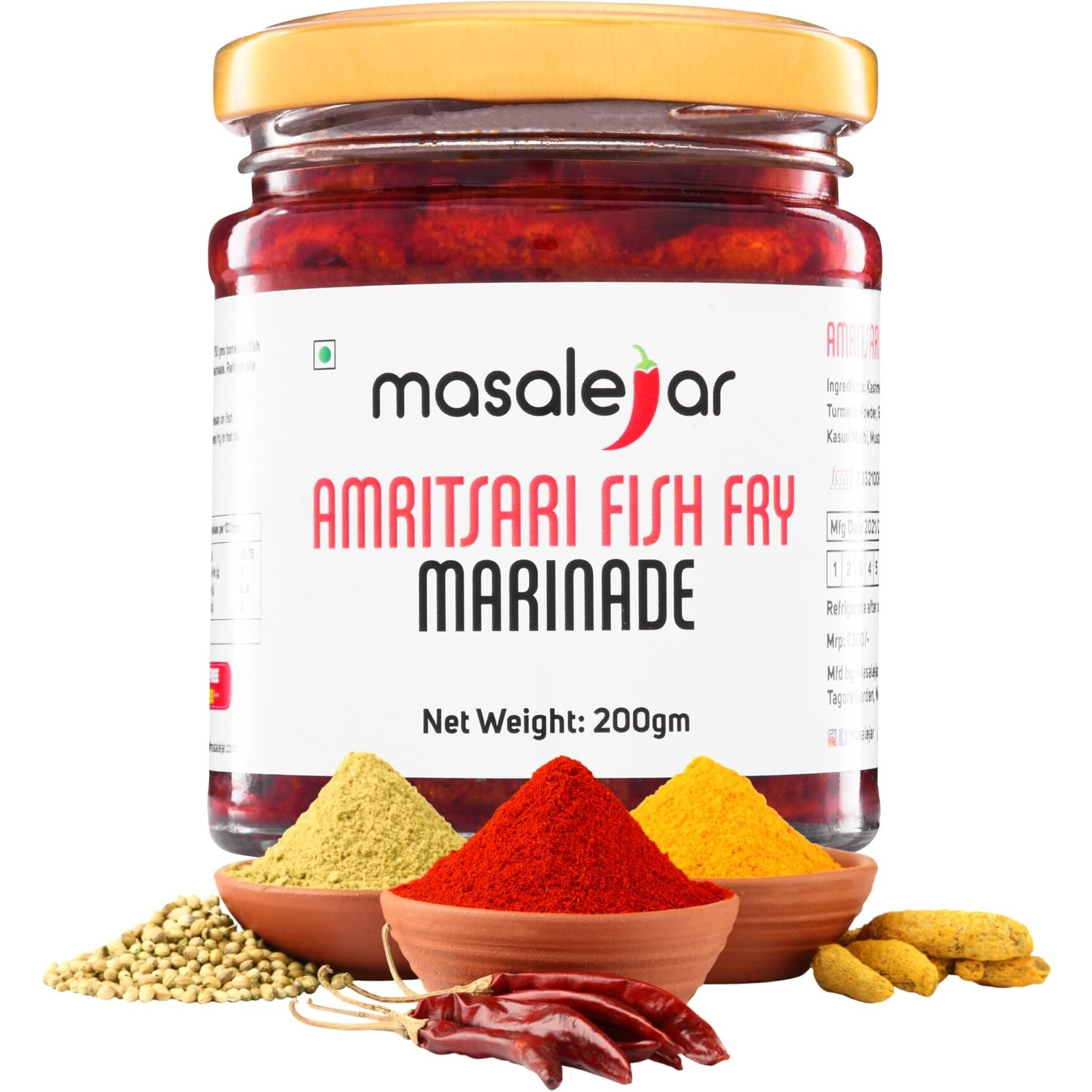 Masalejar Ready to Cook Amritsari Fish Fry Marinade Spice Mix 200 gm Serves 5-6| Fish Masala | Instant Fish Fry Masala Tikka Paste | Just Mix & Cook | Cholesterol Free | Trans Fat Free | No added colours