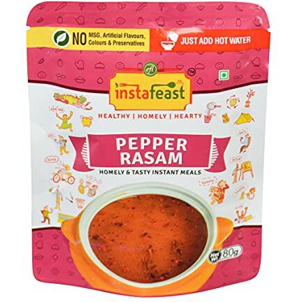 Instafeast Pepper Rasam| Instant Rasam, Easy to Cook, Just Add Water | No Preservatives, No Artificial Colours 480g (Pack of 6 X 80g)