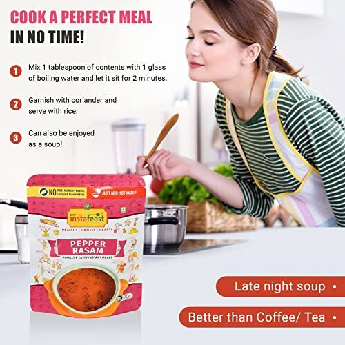 Instafeast Pepper Rasam| Instant Rasam, Easy to Cook, Just Add Water | No Preservatives, No Artificial Colours 480g (Pack of 6 X 80g)