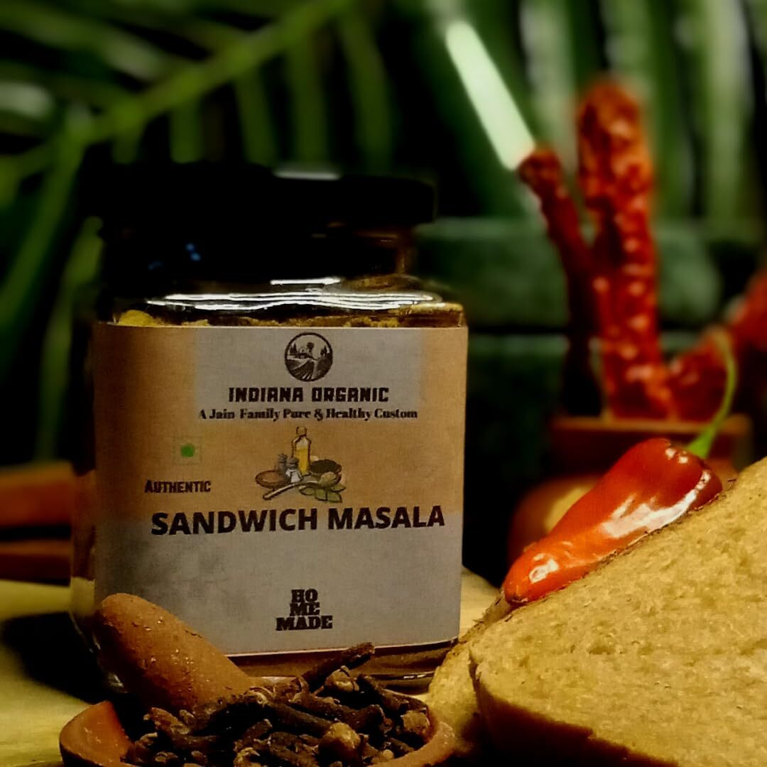 Indiana Organic Sandwich Masala Powder - 150 Gram, Freshly Ground Packed on Order | No Onion & Garlic.