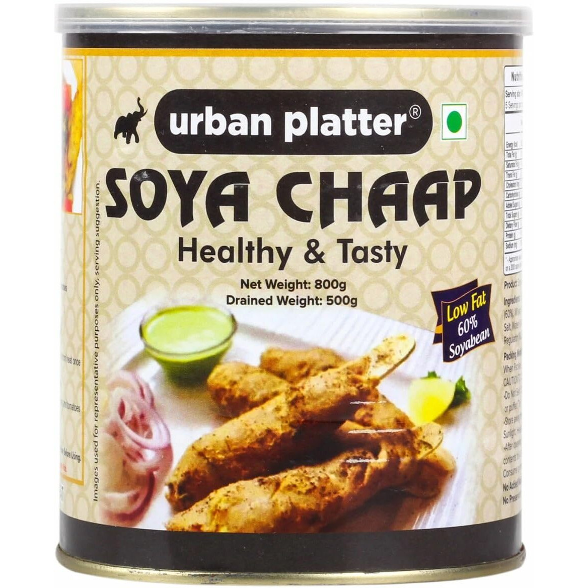 Urban Platter Vegan, Chunks on Stick Soya Chaap in Brine (800 to 500 g)