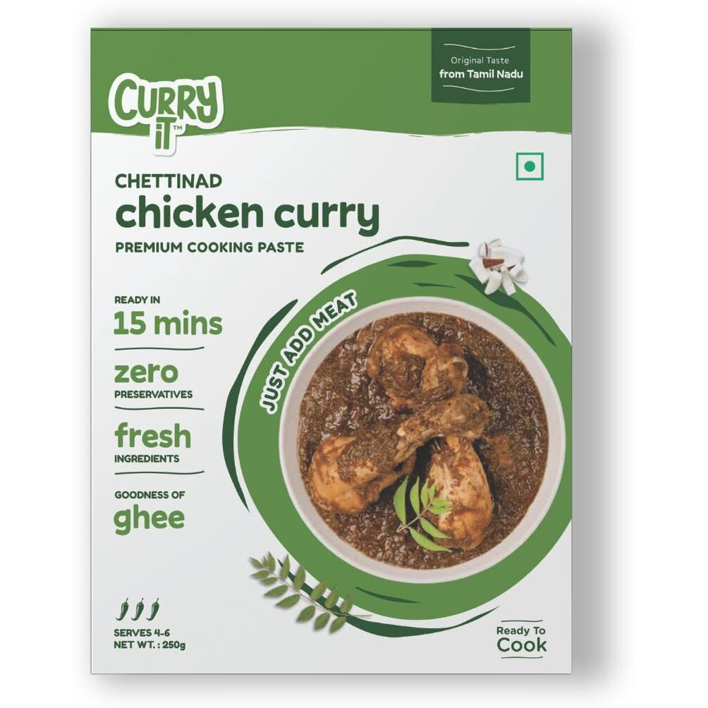 CURRYiT Ready to Cook CHETTINAD Curry Gravy Paste Combo Pack (3X250g) Mutton Chicken Meat Fish Masala Serves 12-18 | Made with Ghee | Ready in 15 minutes | No Preservatives | 100% Mom Approved |Gluten-Free