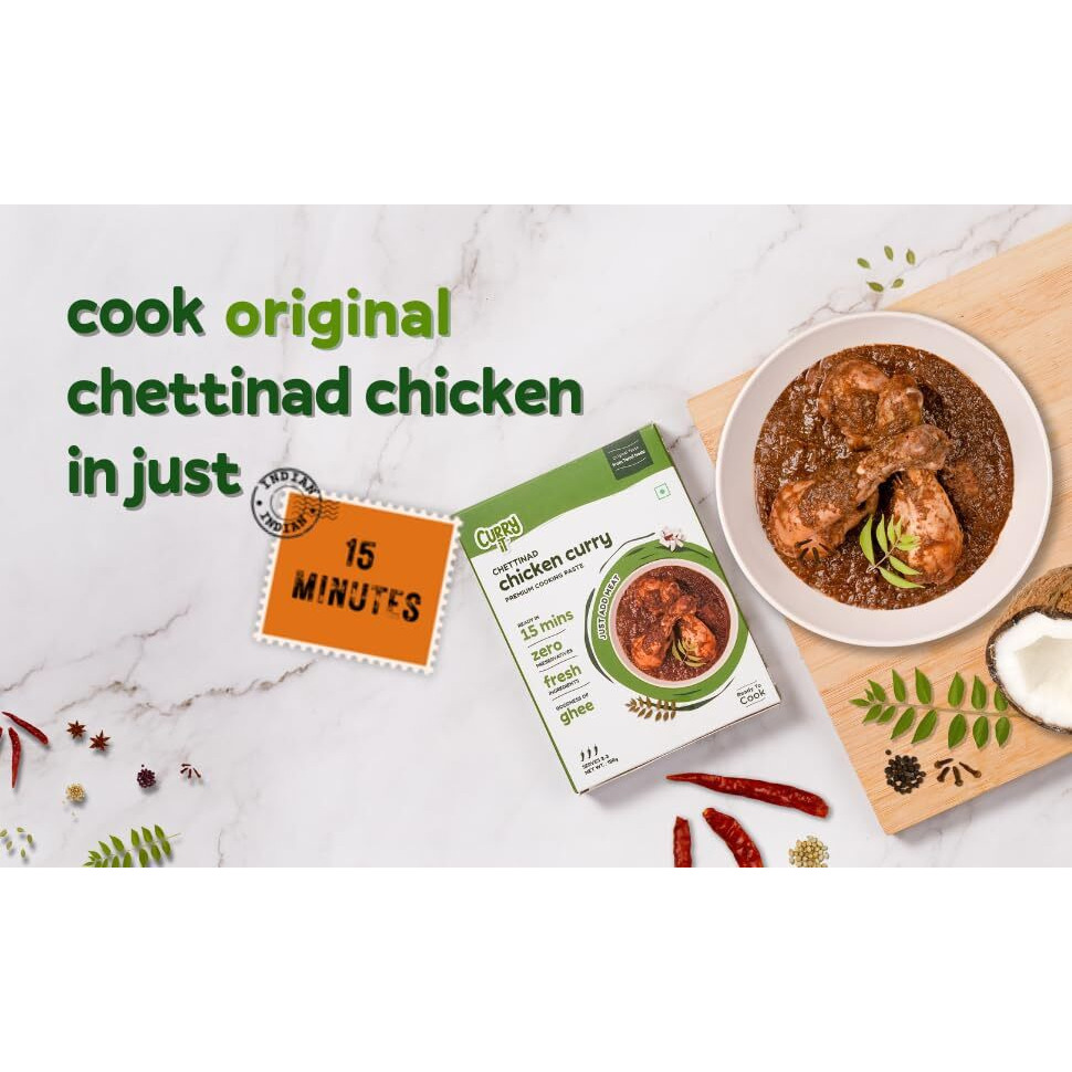 CURRYiT Ready to Cook CHETTINAD Curry Gravy Paste Combo Pack (3X250g) Mutton Chicken Meat Fish Masala Serves 12-18 | Made with Ghee | Ready in 15 minutes | No Preservatives | 100% Mom Approved |Gluten-Free