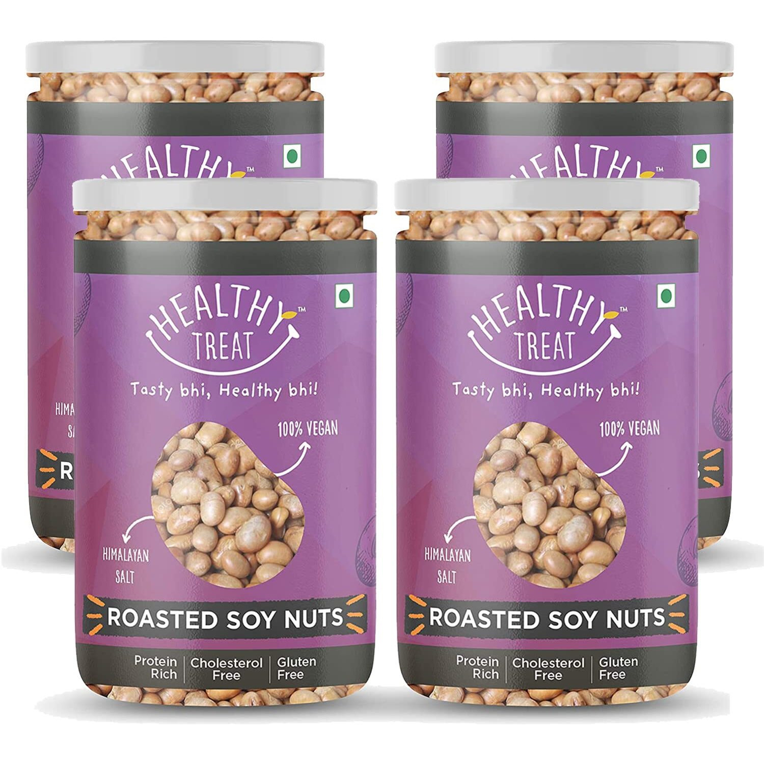 Healthy Treat Roasted Soyabean - Protein Rich 800 Gm|Crunchy, Tasty & Delicious|Natural Soya Bean Snack|Oil-Free, Non-Fried Snack|Healthy Soya Snacks (Pack Of 4-200 Gm Each)