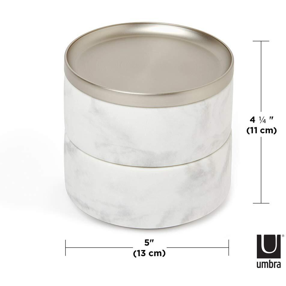 Umbra Tesora Jewelry Box - Two-Tiered Resin Jewelry Organizer with Removable Lid, Concrete/Copper