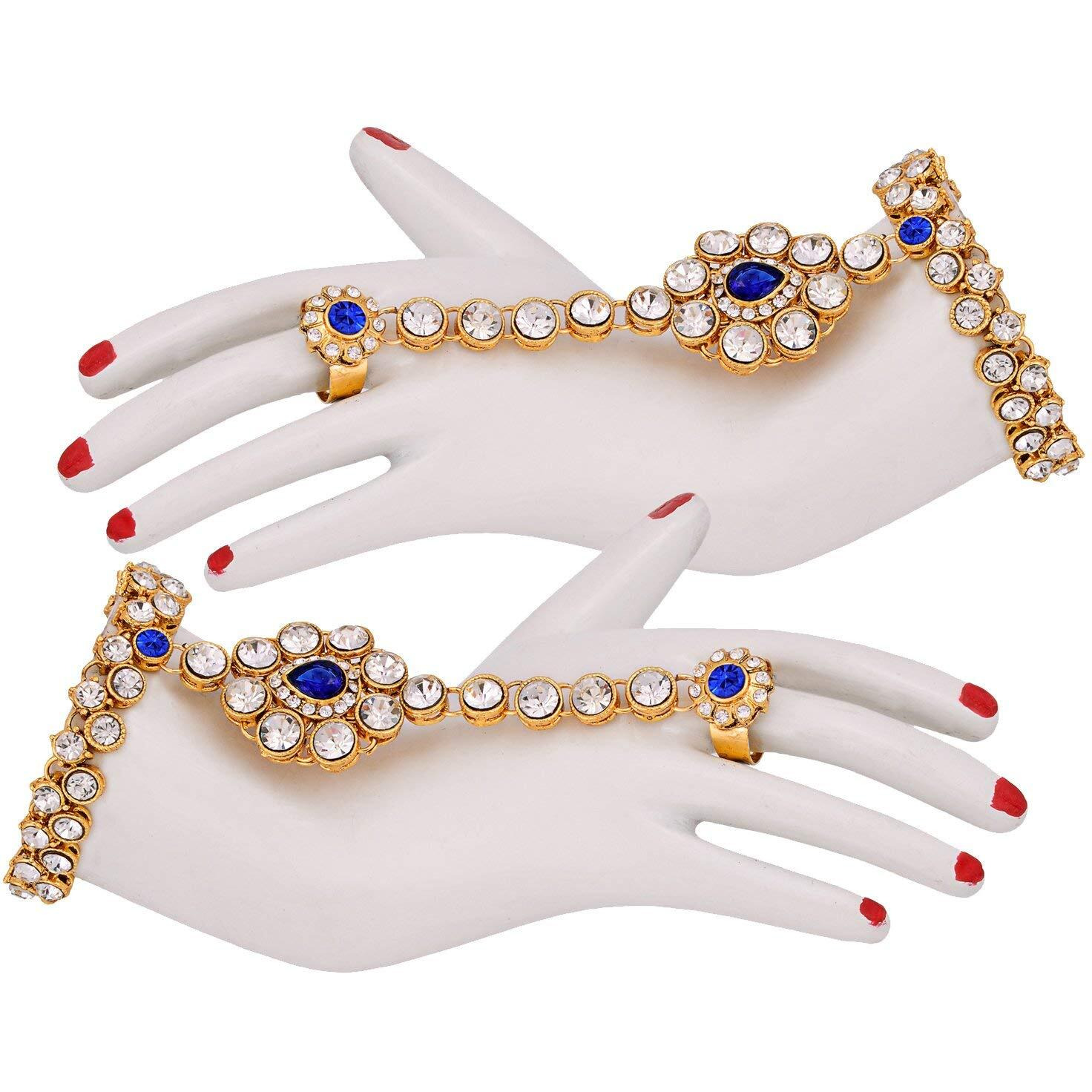 Lucky Jewellery Wedding Designer Blue Color Gold Plated Dulhan Choker Bridal Set for Girls & Women (2475-L1ZS-KD124-B)