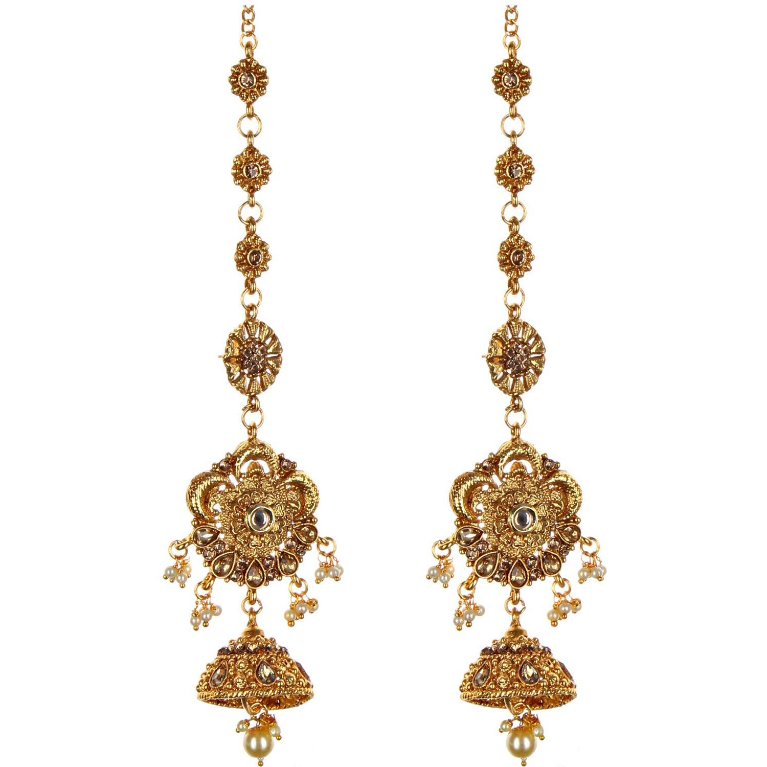 Lucky Jewellery Bridal Dulhan Golden Color Alloy Gold Plated Wedding Jewellery Set for Girls & Women (3960-P3ZR-238-LCT)