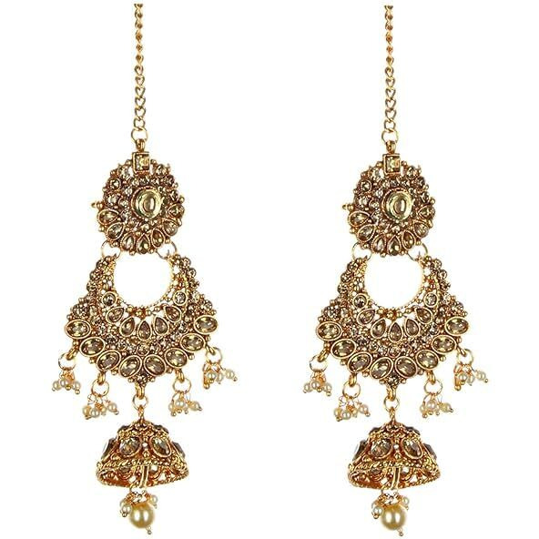 Lucky Jewellery Bridal Dulhan Golden Color Alloy Gold Plated Wedding Jewellery Set for Girls & Women (3960-P3ZR-242-LCT)