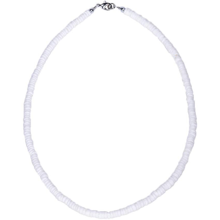 White Smooth Puka Shell Necklace (16 Inches)