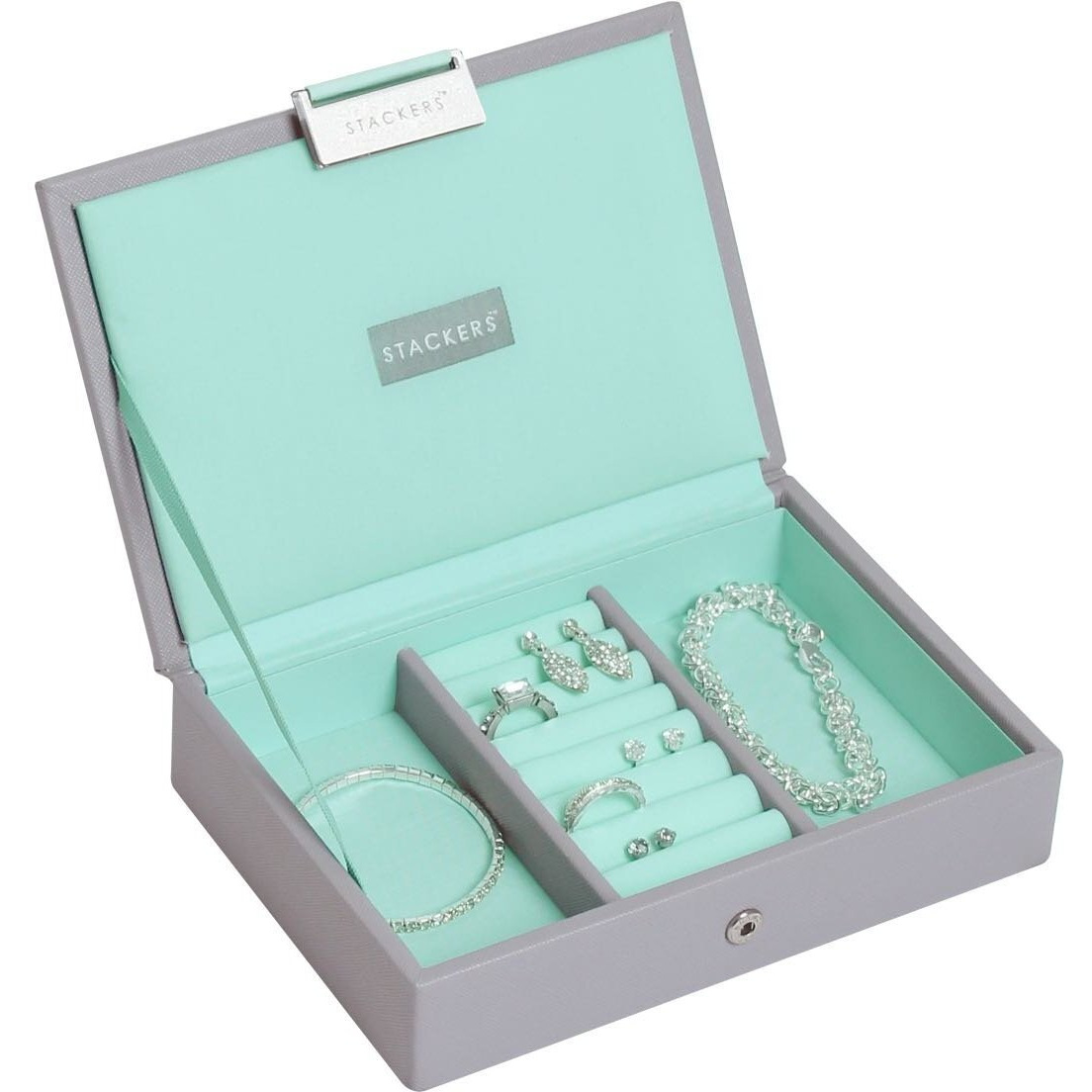 Stackers Dove Grey & Mint Mini Jewellery Box Lid