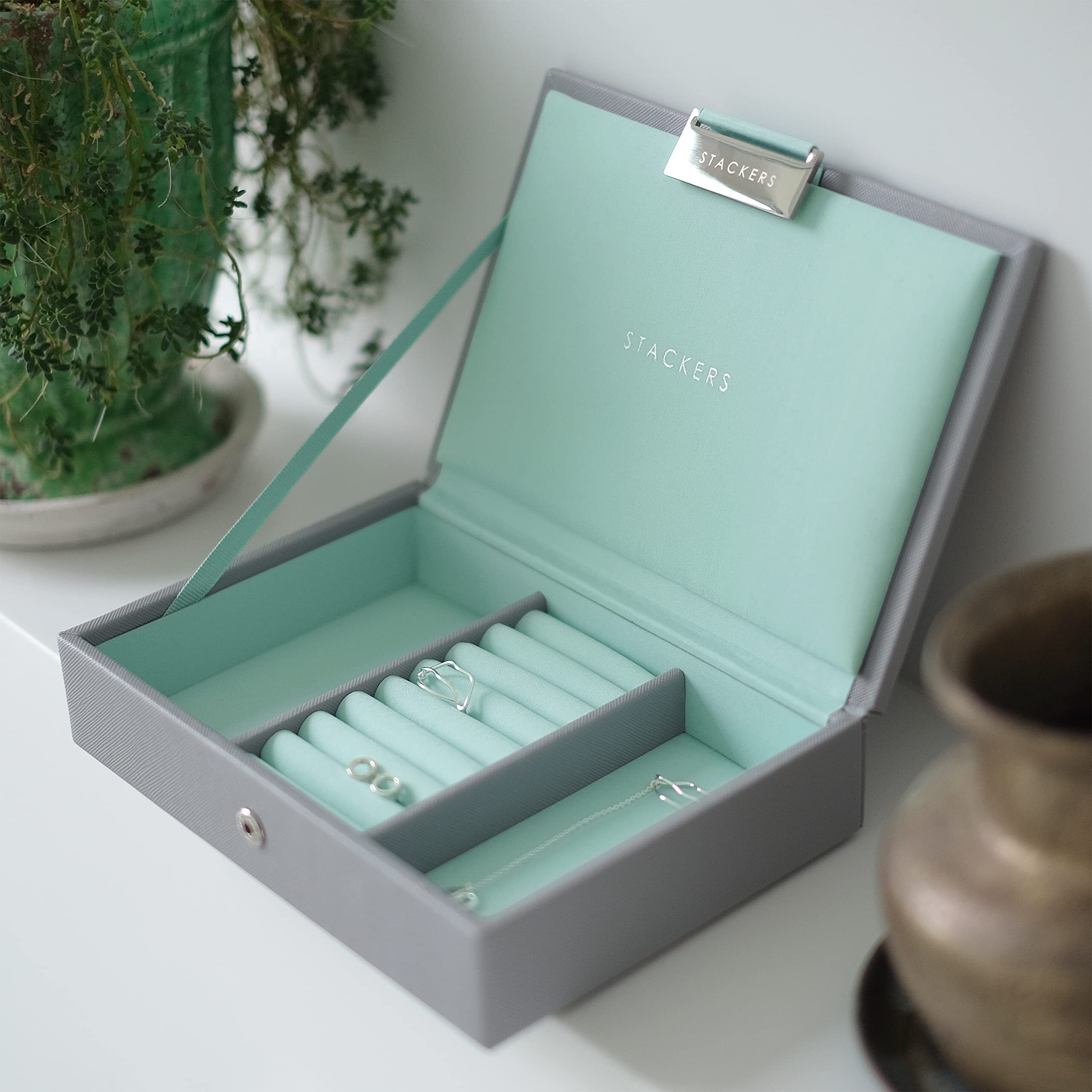 Stackers Dove Grey & Mint Mini Jewellery Box Lid