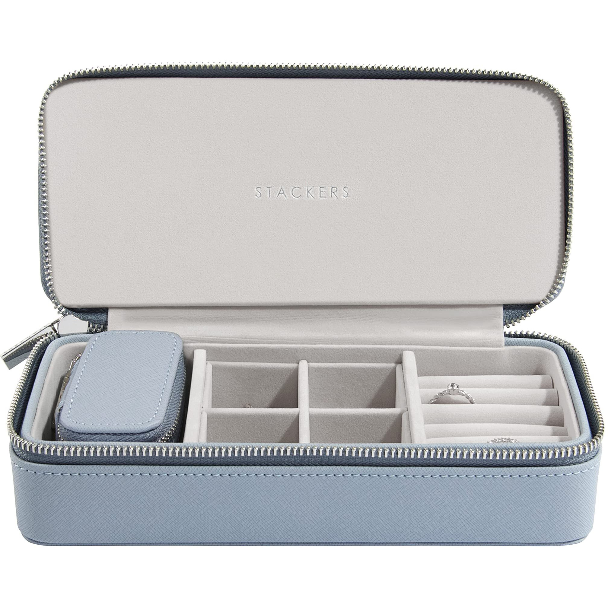 Stackers Dusky Blue Large & Petite Travel Jewelry Box