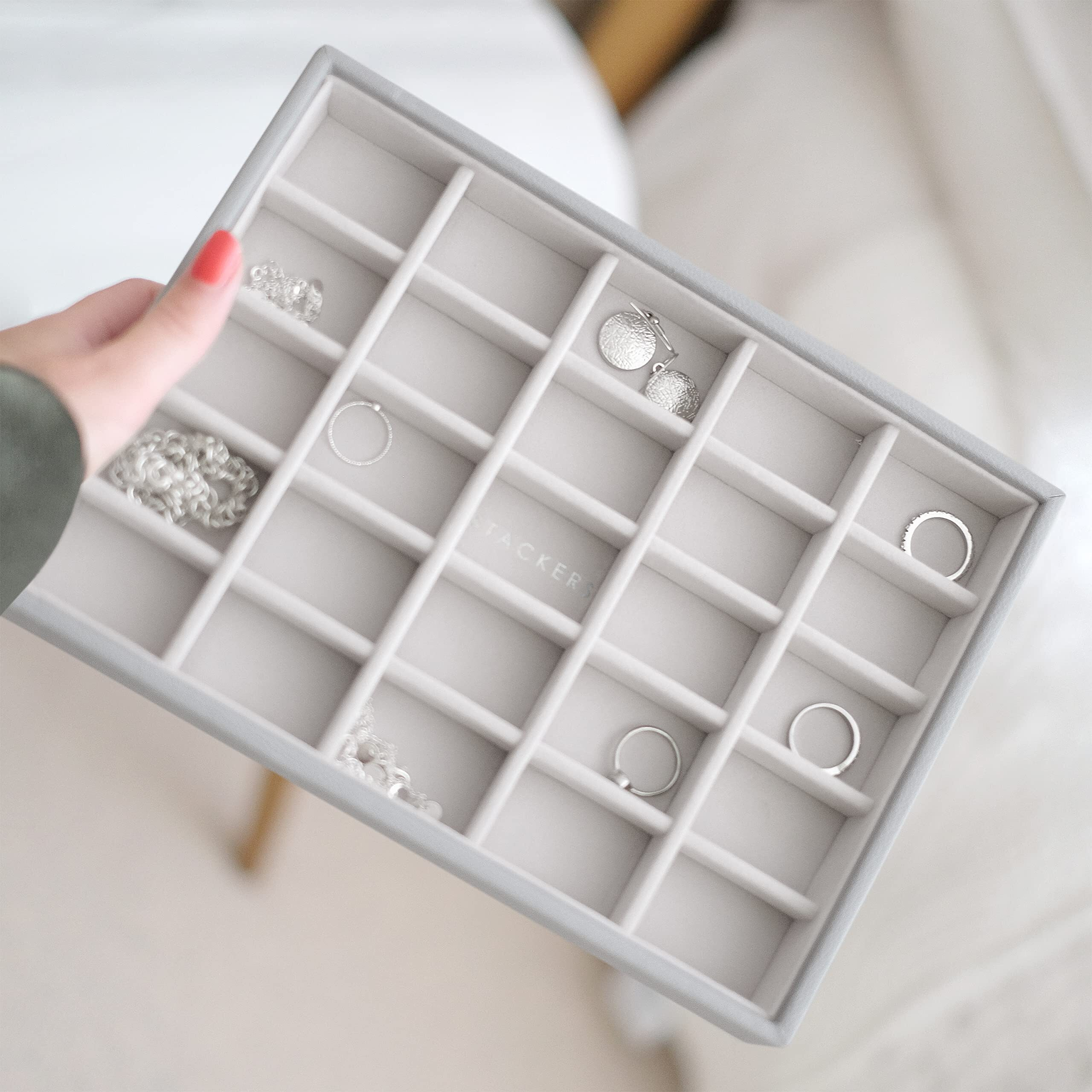 Stackers Trinkets Layer Medium | Jewellery Storage Organiser Box for Women - Pebble Grey