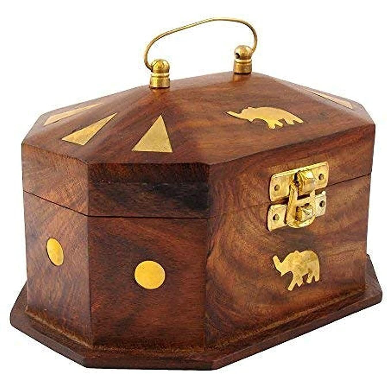 ITOS365 Handmade Wooden Jewellery Box For Women Jewel Organizer Elephant Dcor Gifts Products, 6 Inches