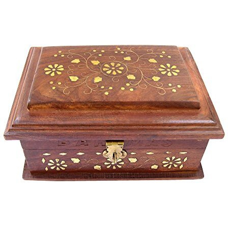 ITOS365 Handcrafted Wooden Jewellery Box for Women , 7.4 inches, Brown