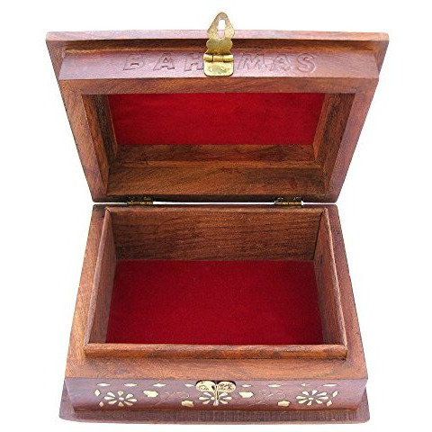 ITOS365 Handcrafted Wooden Jewellery Box for Women , 7.4 inches, Brown