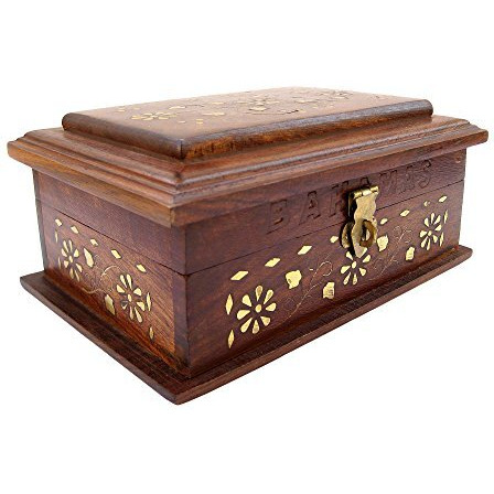 ITOS365 Handcrafted Wooden Jewellery Box for Women , 7.4 inches, Brown