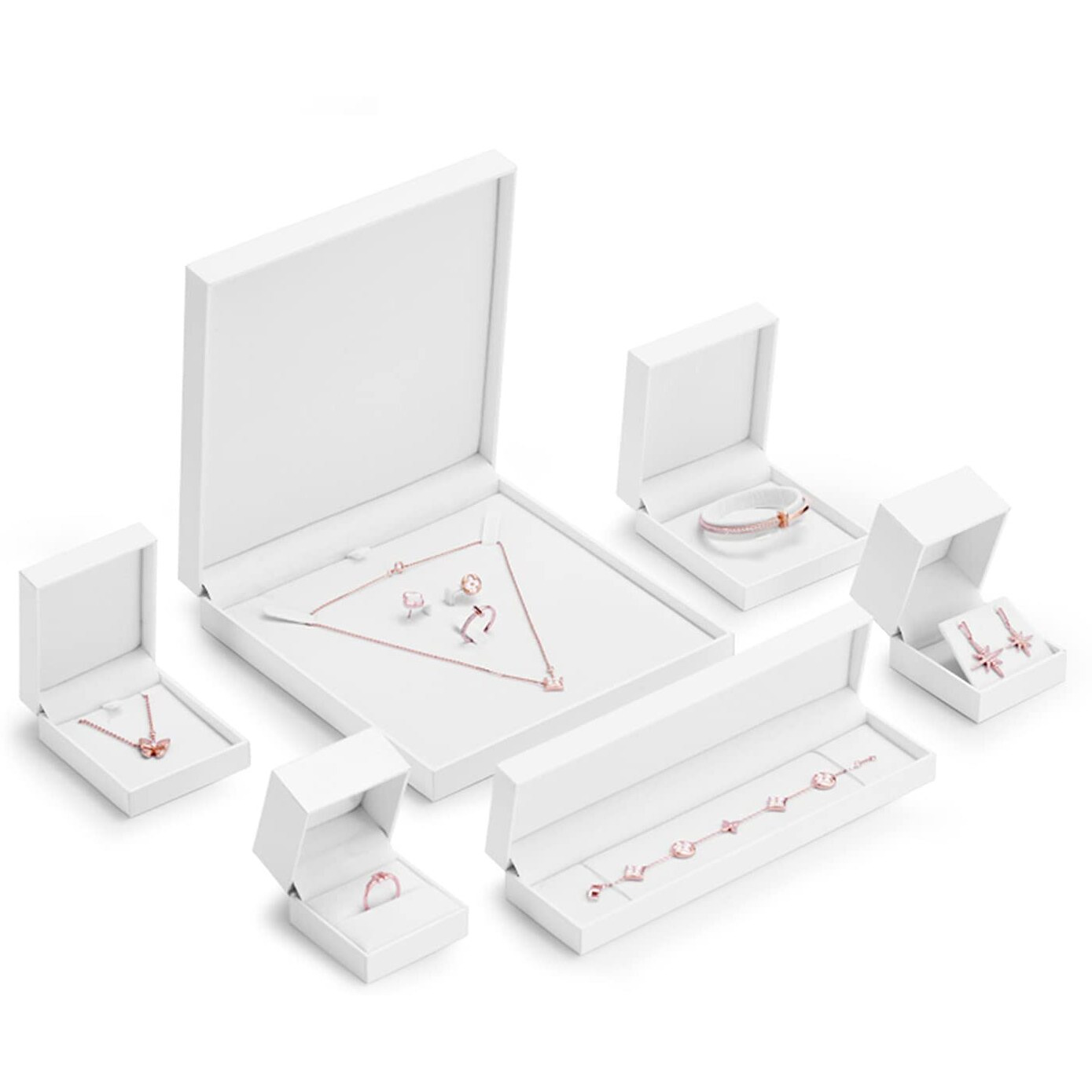 Oirlv White Leatherette Big Necklace Gift Box Jewelry Packaging Boxes