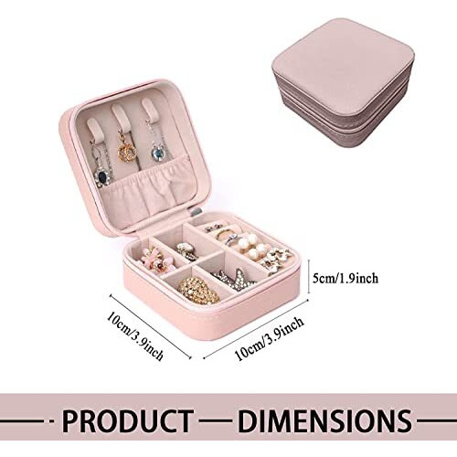 BUYORY Jewellery Organiser Box, Jewellery Box For Women,Portable Travel Jewellery Organiser Pouch, Small Jewellery Box Organiser For Ring, Pendant, Earring, Necklace, Bracelet (Pink, Faux Leather)