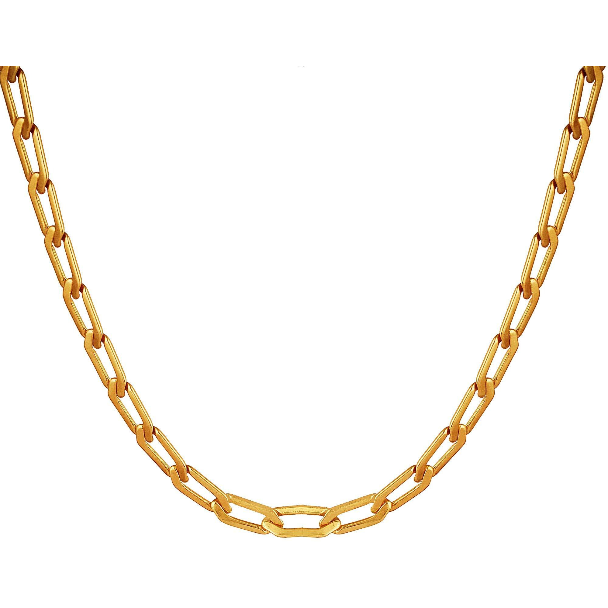 Taruna Biyani Gold Plated Neck Chain Durable Elongated Link Chains Necklace Jewellery for Men, Women, Unisex 23 Inch (GOLD5526)