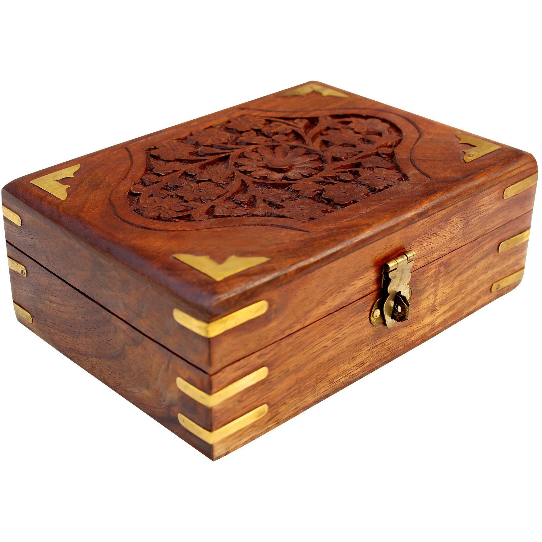 ITOS365 Handmade Wooden Jewellery Box for Women Jewel Organizer Hand Carved Carvings Gift Items