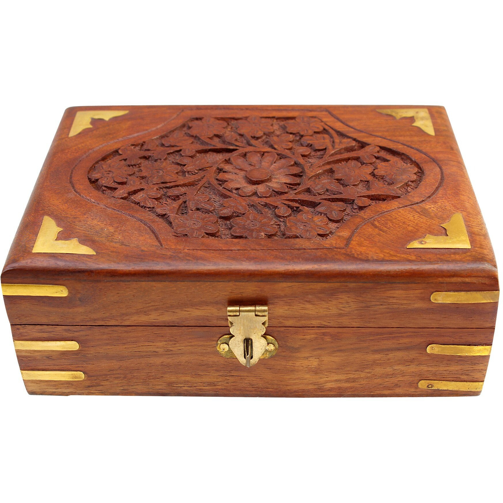 ITOS365 Handmade Wooden Jewellery Box for Women Jewel Organizer Hand Carved Carvings Gift Items