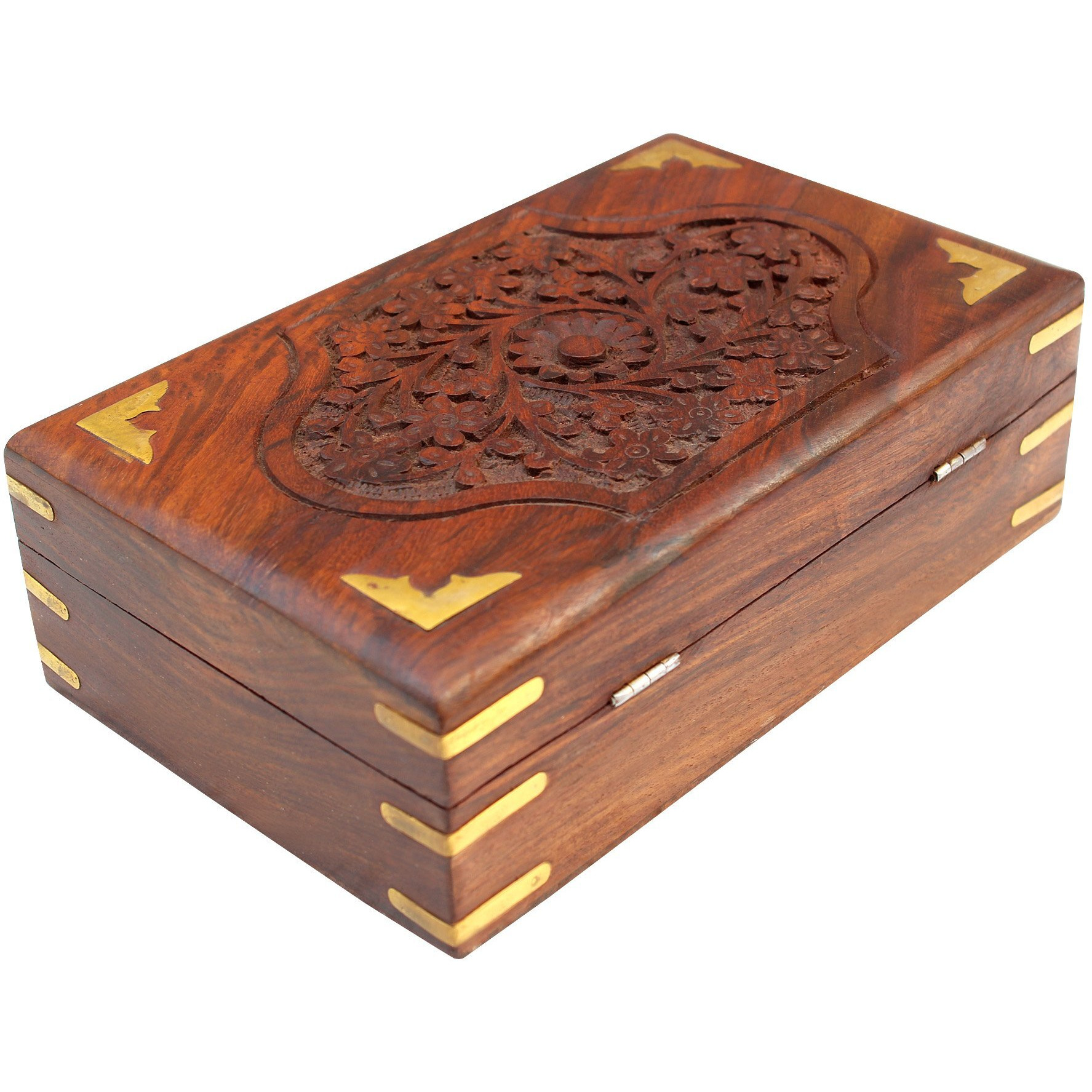 ITOS365 Handmade Wooden Jewellery Box for Women Jewel Organizer Hand Carved Carvings Gift Items, 8 x 5 Inches