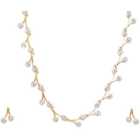 Estele Gold Plated Holy Swans Designer Nakshi Necklace Set with Colored Stones and Pearls for Women