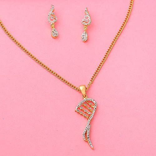 Estele 24 Kt Gold plated Dancing American Diamond Necklace Set for Women