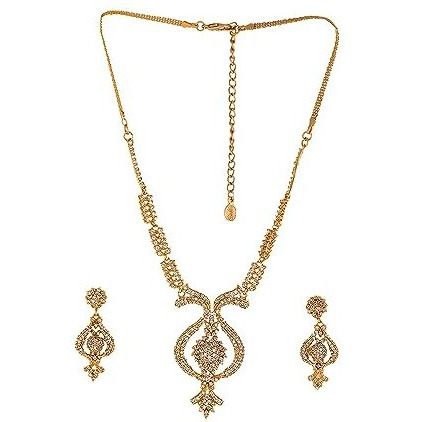 Estele 24 Kt Gold Plated Necklace set with Austrian Crystals for Women