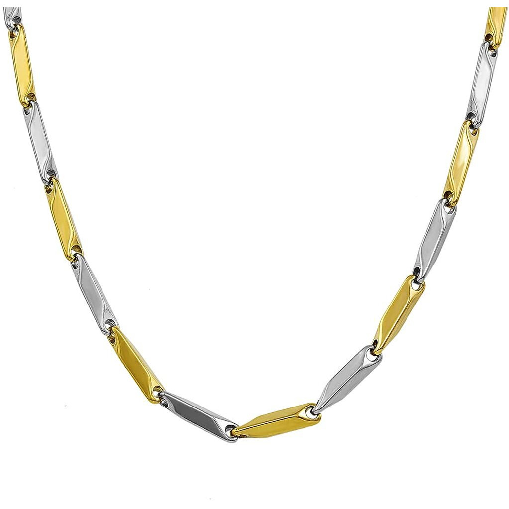 Nakabh Stainless Steel Rice Chain for Men and Boys (Gold Silver)