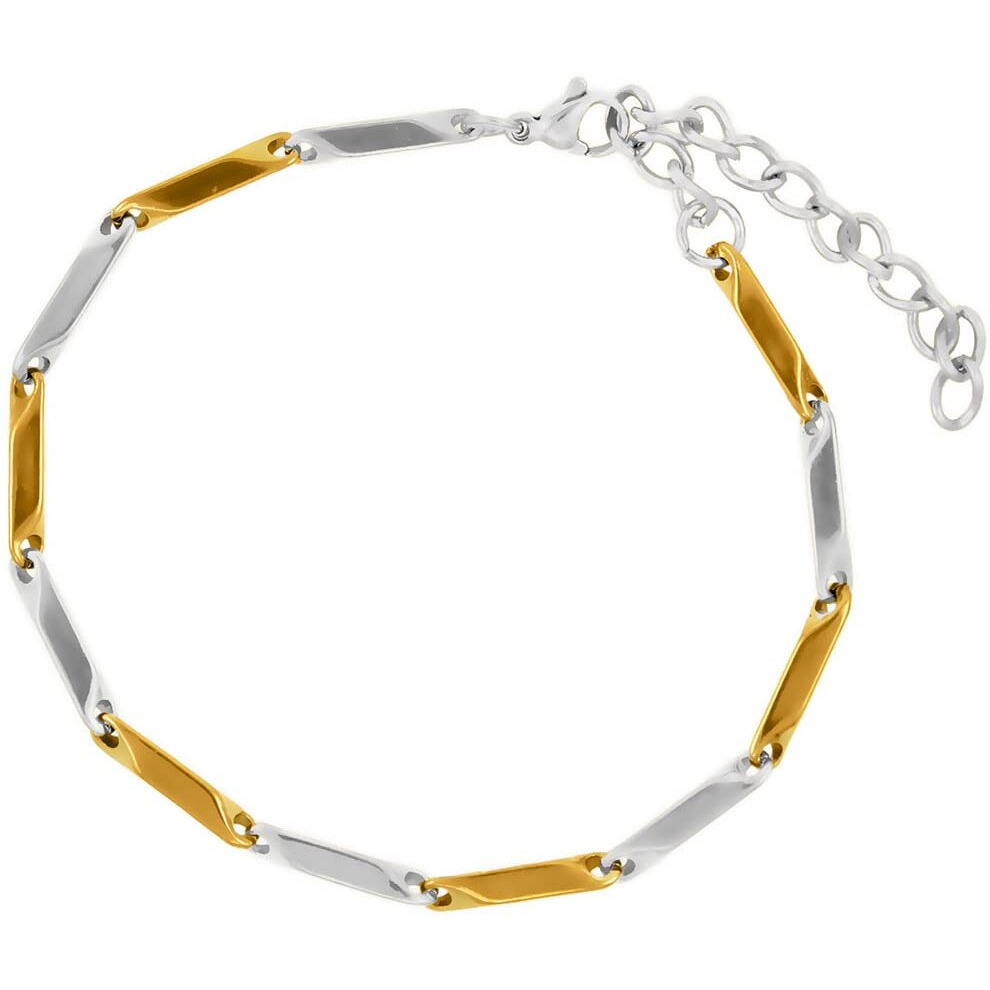 Nakabh Handmade Stainless Steel Chain Necklace Bracelet for Men Boys (0101) Golden Silver Rice