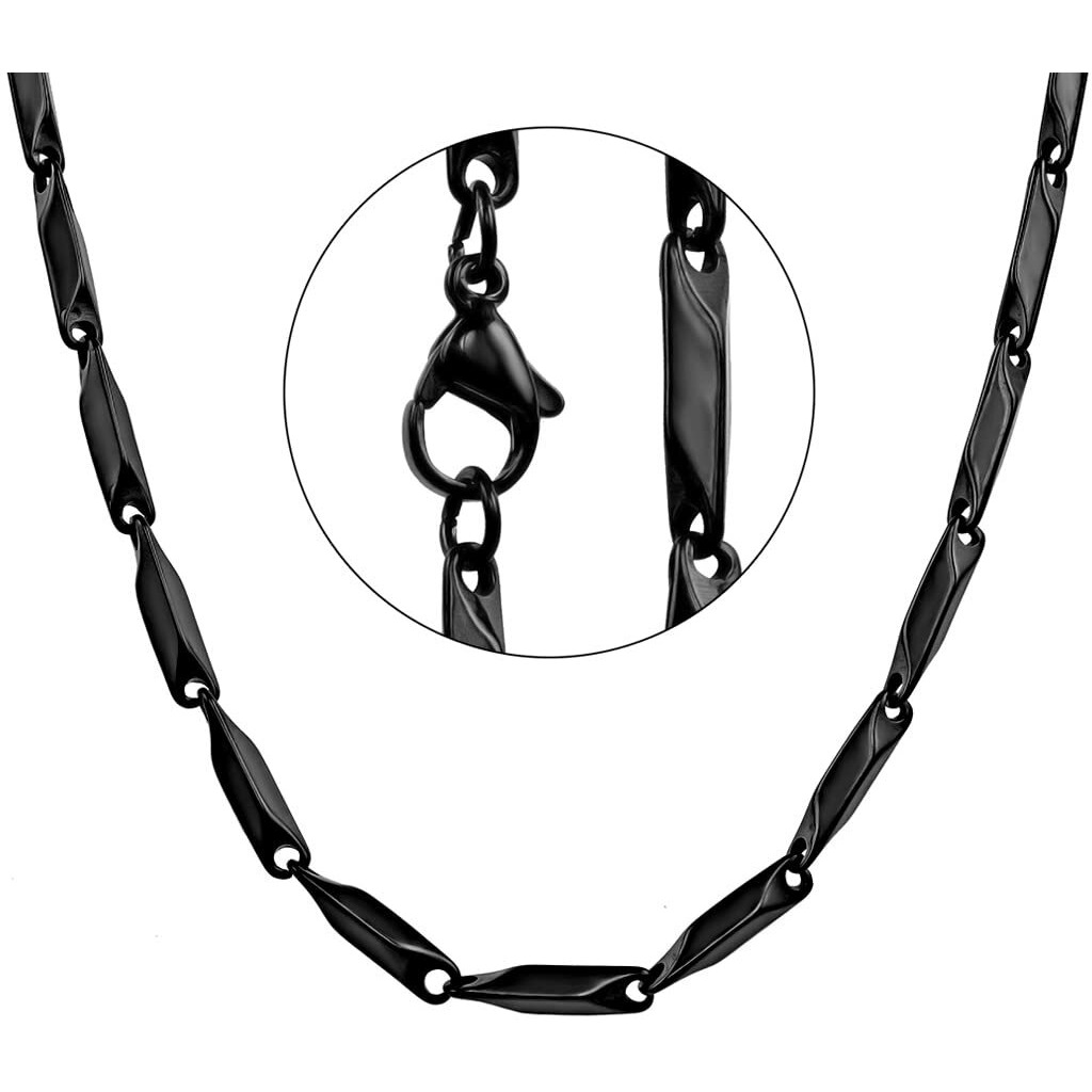 Nakabh Handmade Stainless Steel Chain Necklace Bracelet for Men Boys (0106) Black Rice