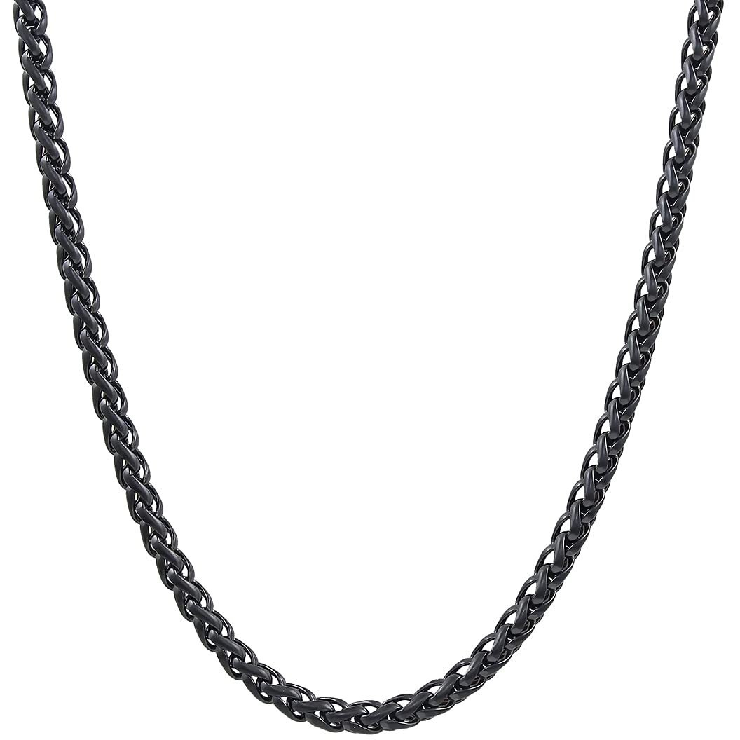 Nakabh Stainless Steel Elegant Statement Necklace Chain for Boys and Men (Combo Black Gold)