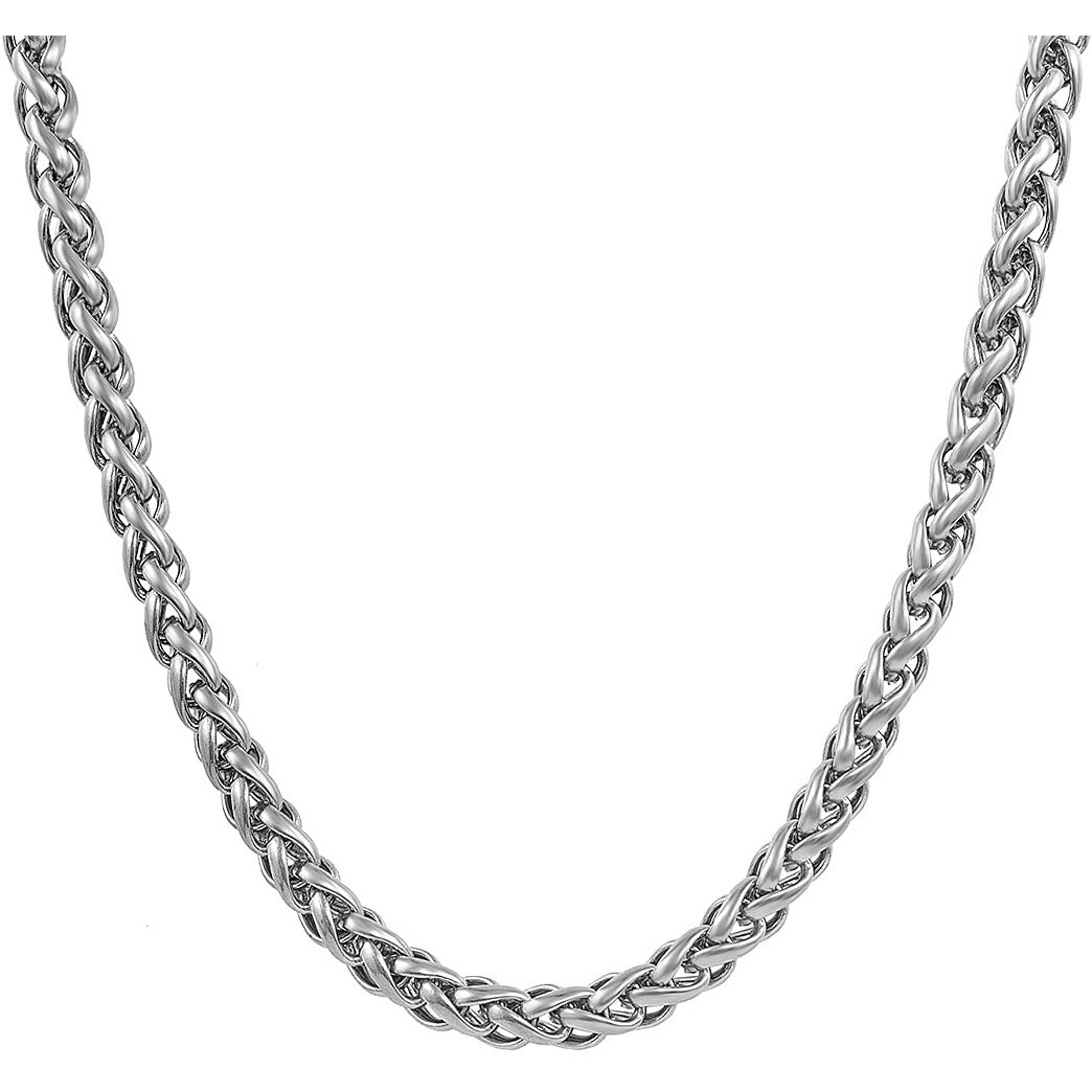 Nakabh Stainless Steel Elegant Statement Necklace Chain for Boys and Men (Combo Black Silver)