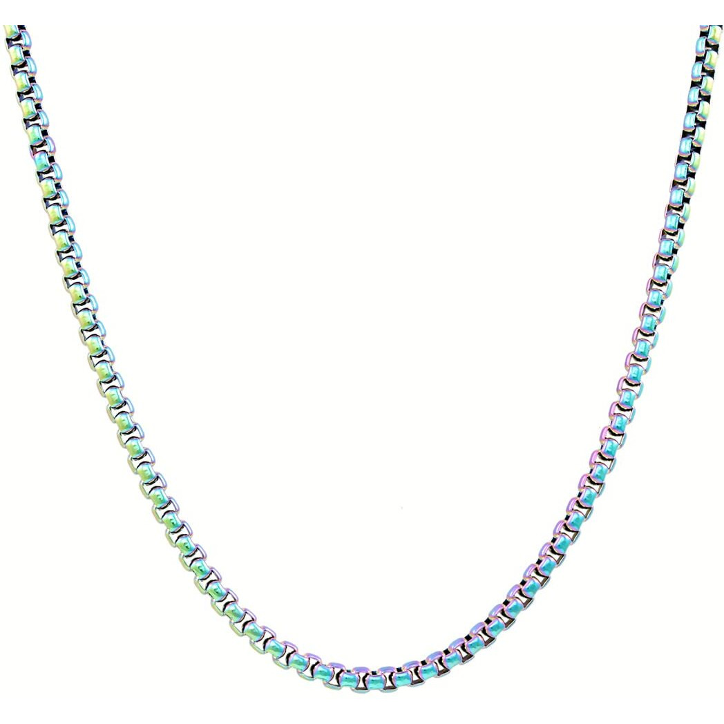 Nakabh Handmade Stainless Steel Chain Necklace for Men Boys (0615) Rainbow Multicolour