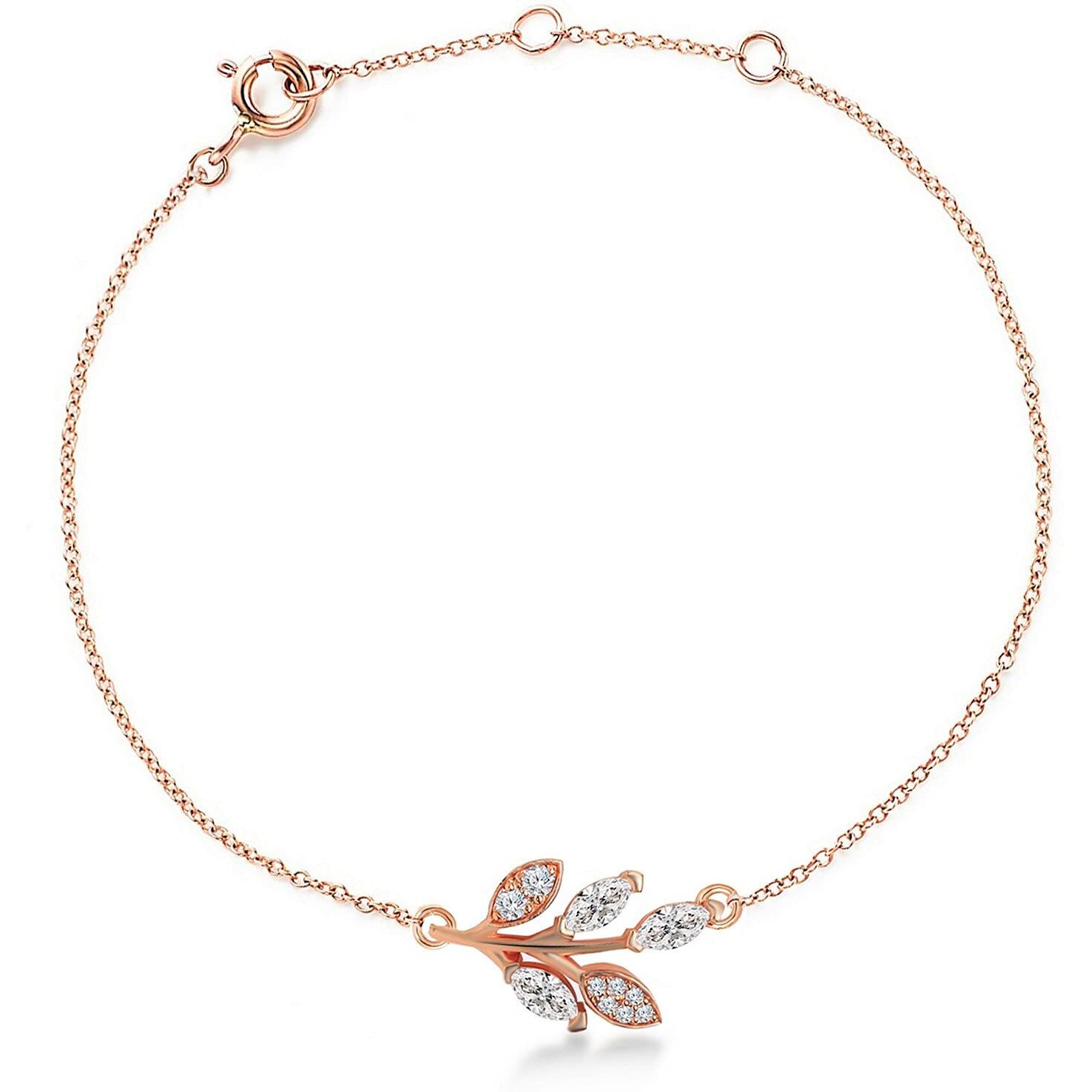 MINUTIAE Rose Gold Plated Vine Shape Bracelet With Solitaire Crystal Diamond Stylish Fashion Jewelry For Women and Girls