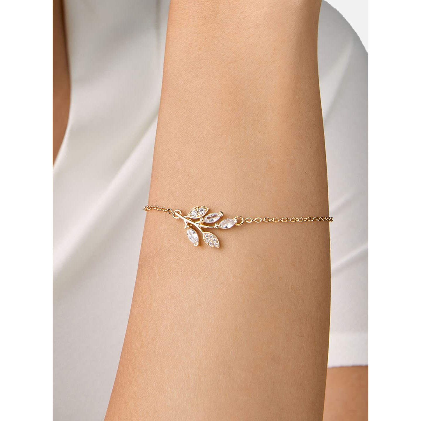 MINUTIAE Gold Plated Vine Shape Bracelet With Solitaire Swarovski Crystal Diamond Stylish Fashion Jewelry For Women and Girls