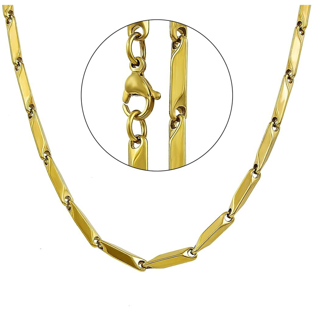 Nakabh Handmade Stainless Steel Chain Necklace Bracelet for Men Boys (0104) Golden Rice