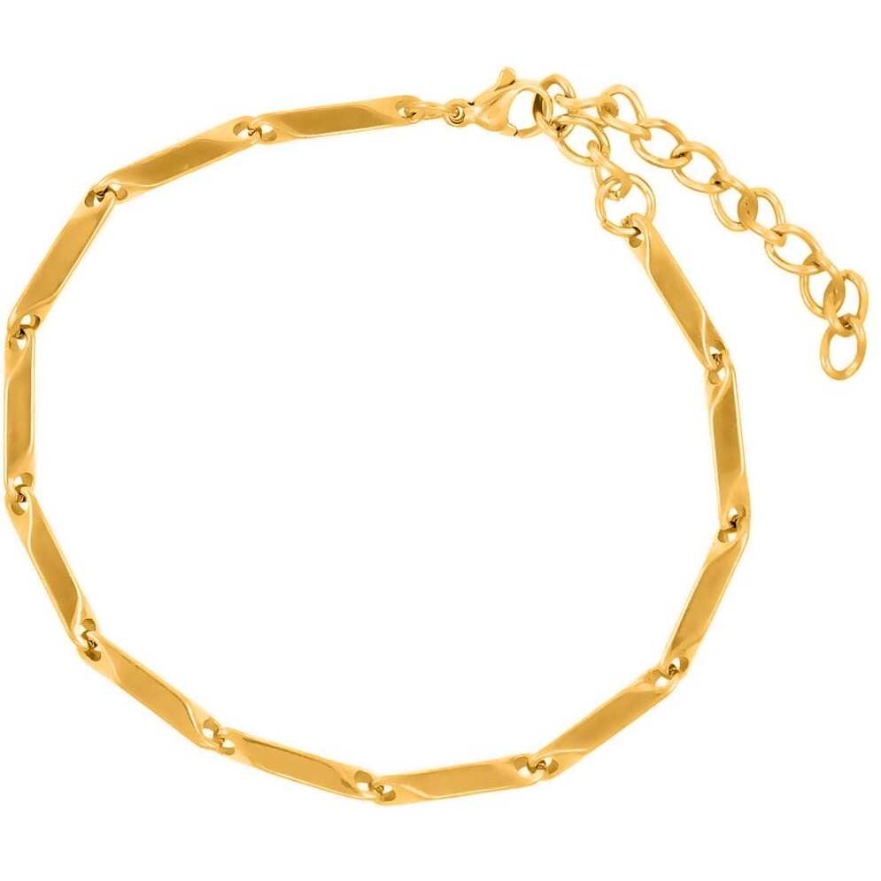 Nakabh Handmade Stainless Steel Chain Necklace Bracelet for Men Boys (0104) Golden Rice