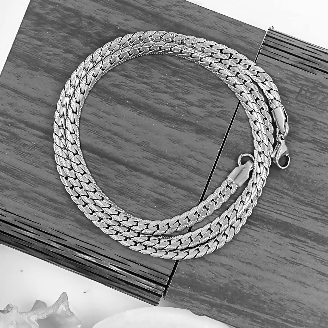 Nakabh Anti-Tarnish Stainless Steel Chain Necklace for Men Boys (3301) Silver