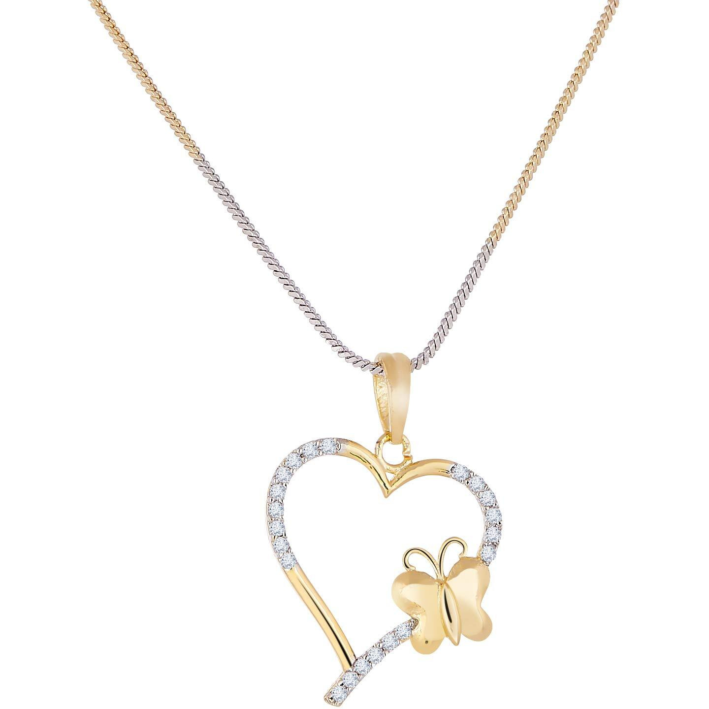 ZENEME Heart Shape Ad and Gold Plated Big Size Pendant Necklace Set for Women & Girls Set of 3 (Design 5)