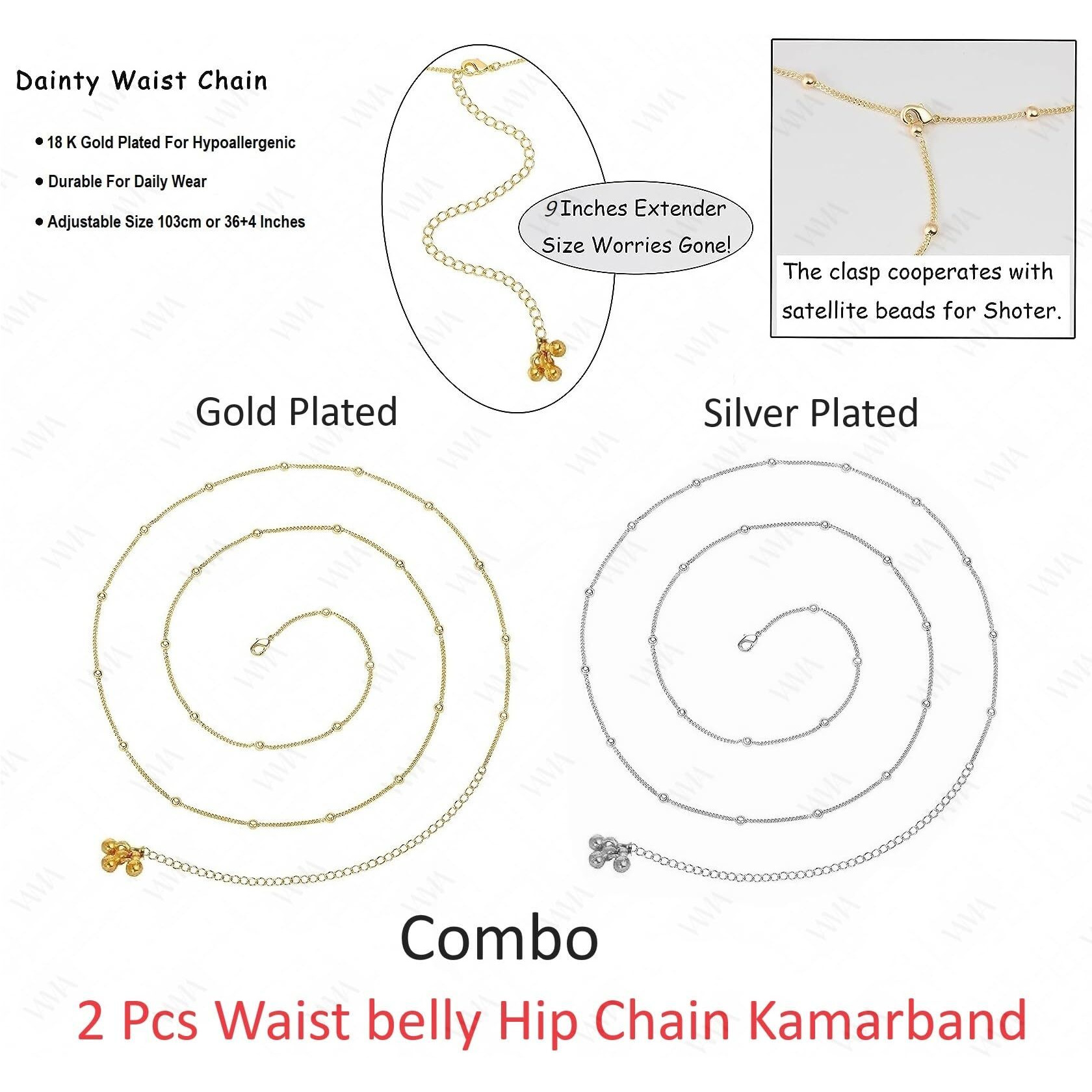 VAMA FASHIONS Waist Belt Hip belly Body Chain karddhani Kamar bandh Saree Vaddanam Kamarband for women (saree Kamar belt)