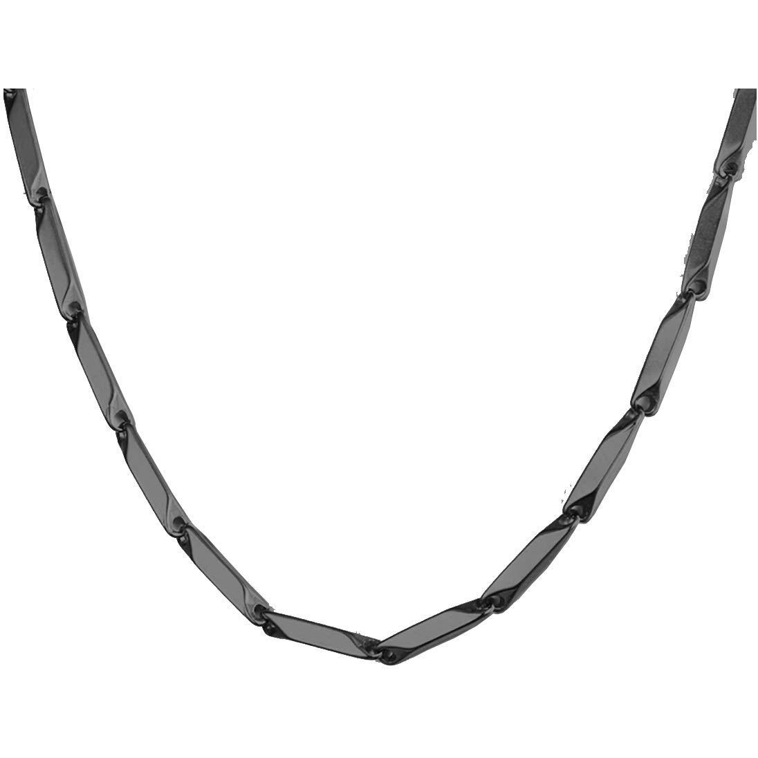 Nakabh Stainless Steel Stylish Rice Chain for Men and Boys (Combo Black + Silver)