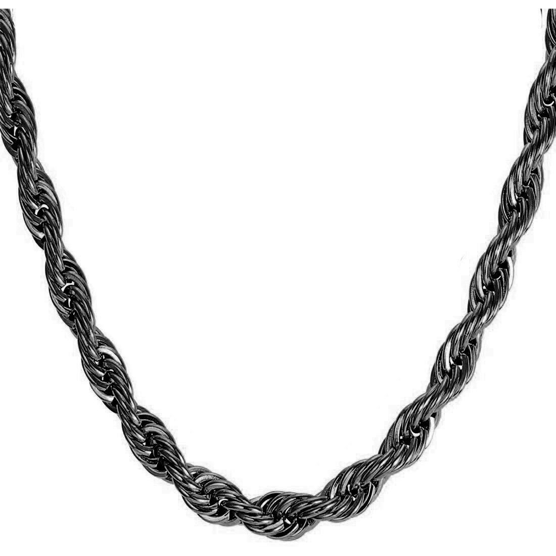 Nakabh Golden Stainless Steel Rope Chain Necklace For Men Boys (Black)